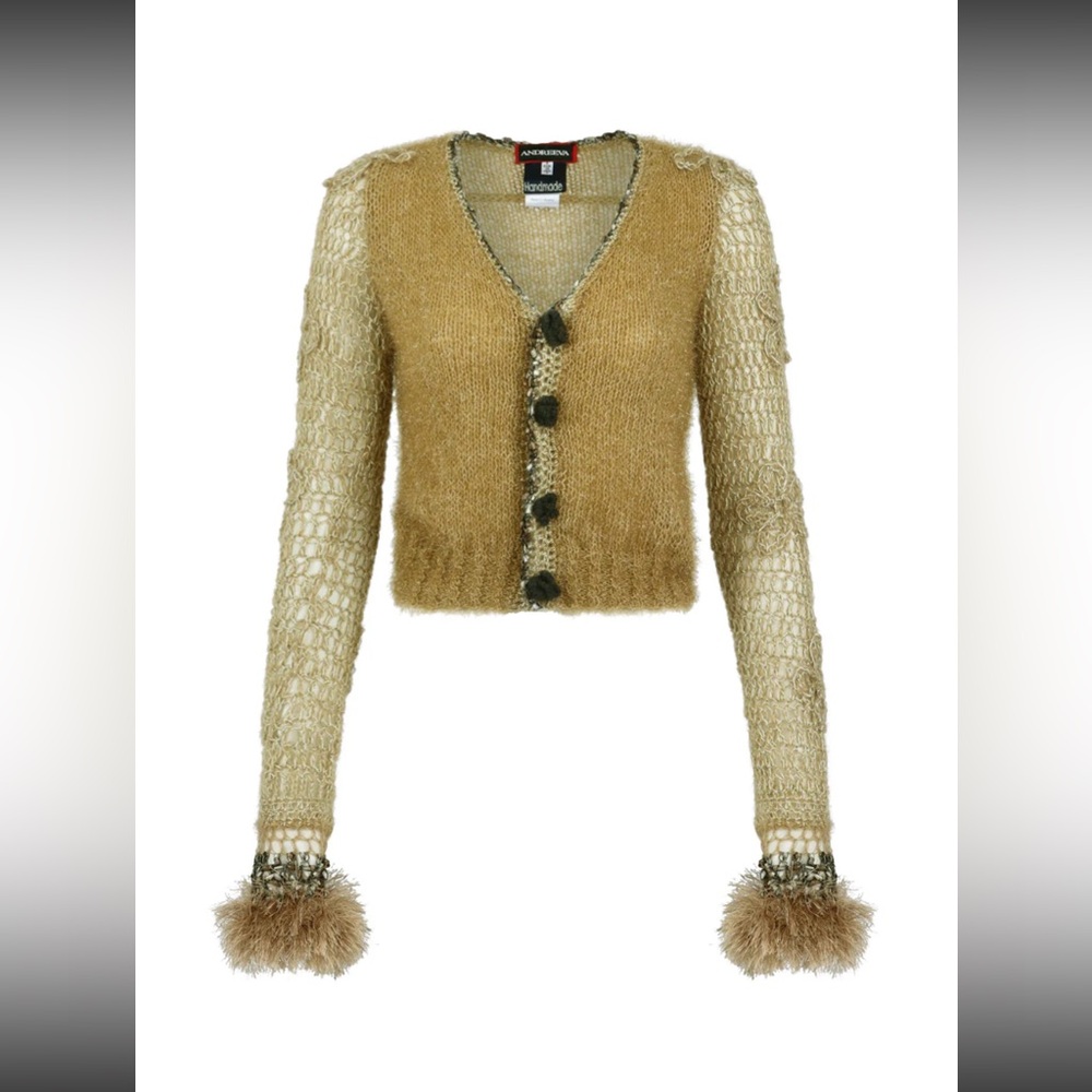 ANDREEVA CAMEL HANADE KNIT CARDIGAN size small